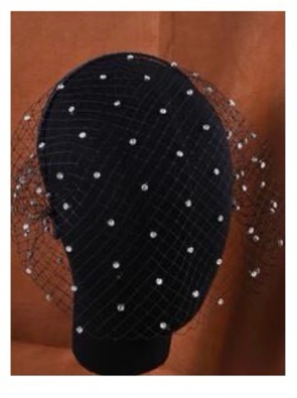 Black Rhinestone Veil Fascinator - Women Accessories